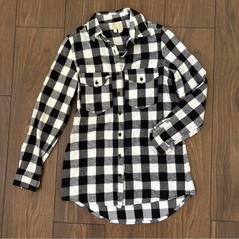Japna Black & White Buffalo Plaid Button-Down Shirt